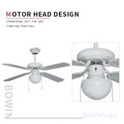 White Color 42 Inch Decorative Ceiling Fan CF-42-4CL motor head design