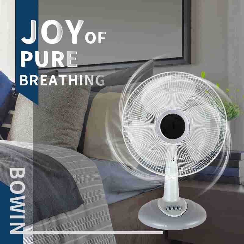 16 inch 3 PP blades double plate grill desk table fan demo