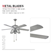 5 sliver color blades with one lamp Decorative Ceiling Fan HgJ52-1505 Metal