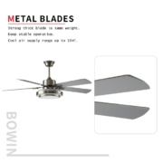 5 sliver color blades with one lamp Decorative Ceiling Fan HgJ52-2008 Metal